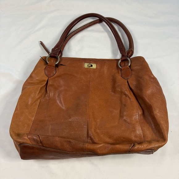 J Crew Brampton Hobo Bag Top Handle Leather Medium Brown Gold Hardware - Picture 1 of 10